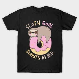 Sloth Goal Donuts in Bed T-Shirt